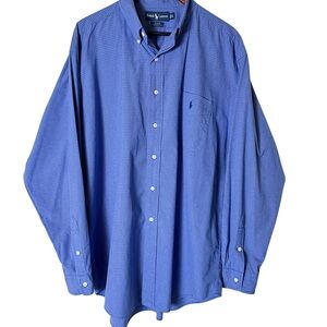Ralph Lauren Blue Plaid Shirt Button Down Shirt Men's Long Sleeve Blake Size XL